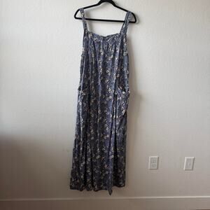 Purple floral maxi overall style dress